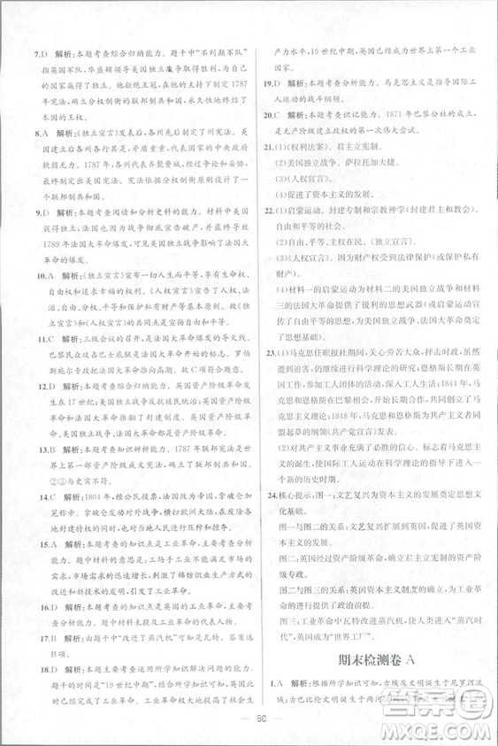 9787107328473人教版課時練世界歷史九年級上冊同步學(xué)歷案答案