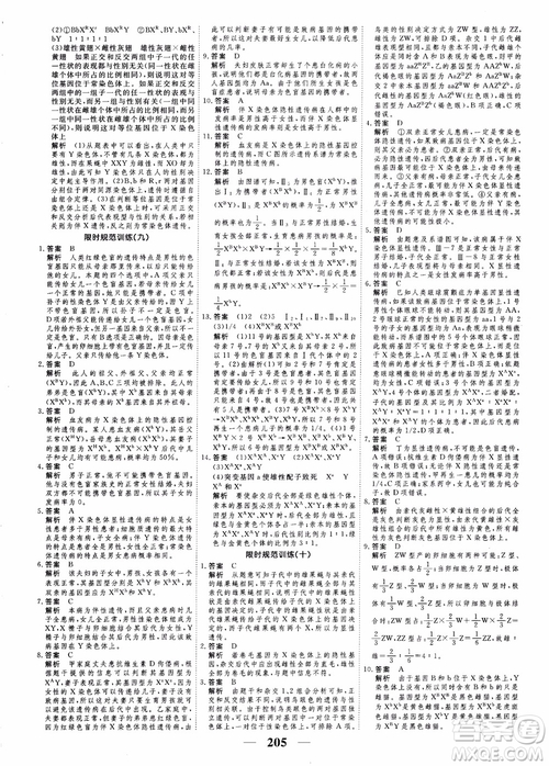 衡水重點中學(xué)高考調(diào)研2018同步精講精練新課標版生物必修2參考答案