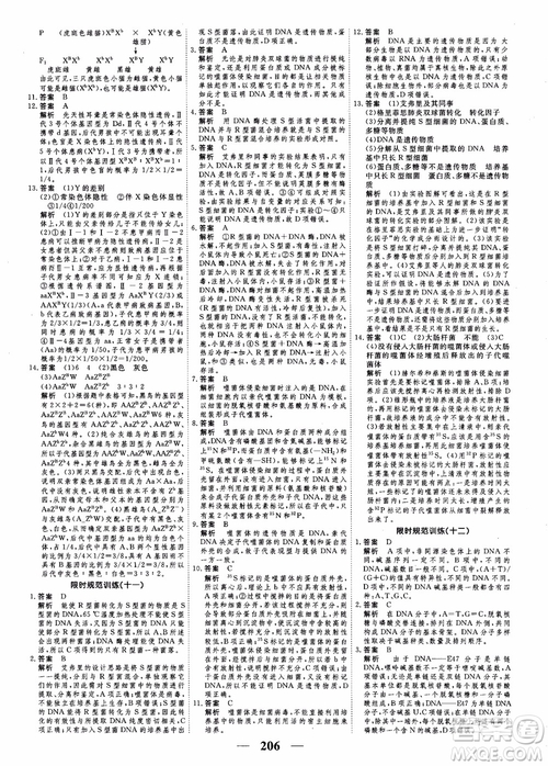 衡水重點中學(xué)高考調(diào)研2018同步精講精練新課標版生物必修2參考答案