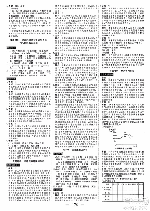 2018衡水重點(diǎn)中學(xué)同步精講精練新課標(biāo)人教版高考調(diào)研生物必修3參考答案