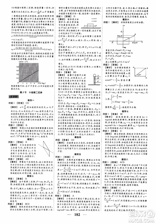 2018衡水重點中學(xué)同步精講精練高考調(diào)研新課標(biāo)版物理必修1參考答案