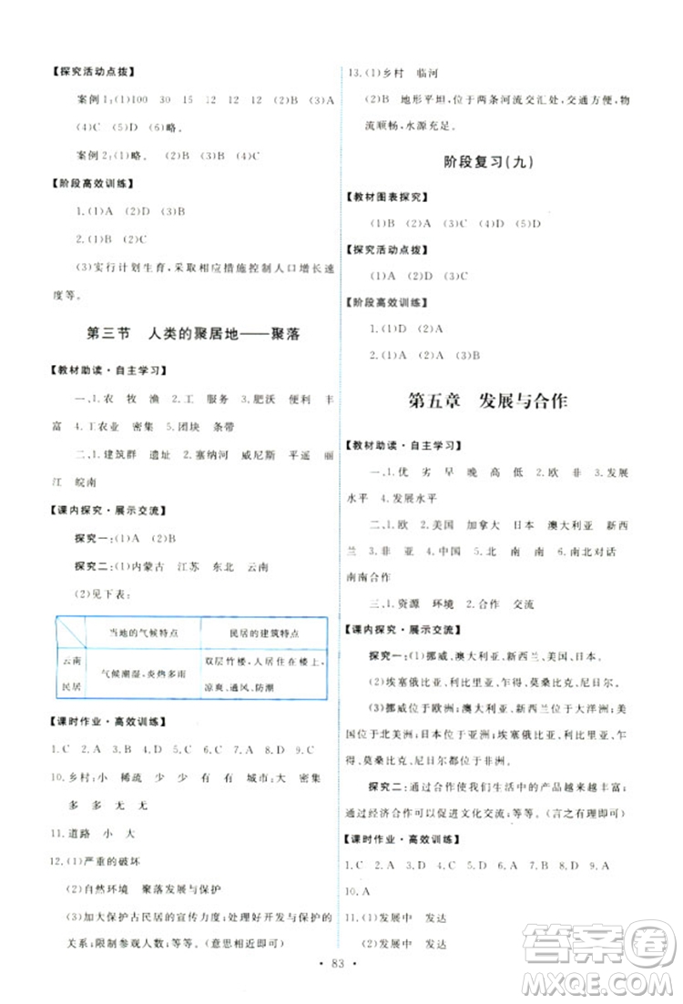 9787107317187能力培養(yǎng)與測試七年級地理上冊人教版答案