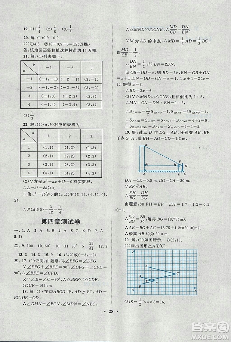 9787214182203啟東黃岡作業(yè)本2018九年級上冊數學北師大版答案