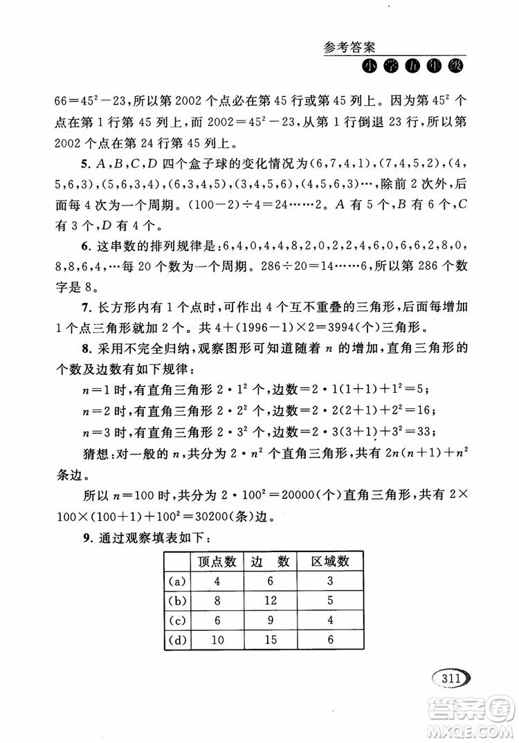 2018年同步奧數(shù)培優(yōu)五年級江蘇版參考答案