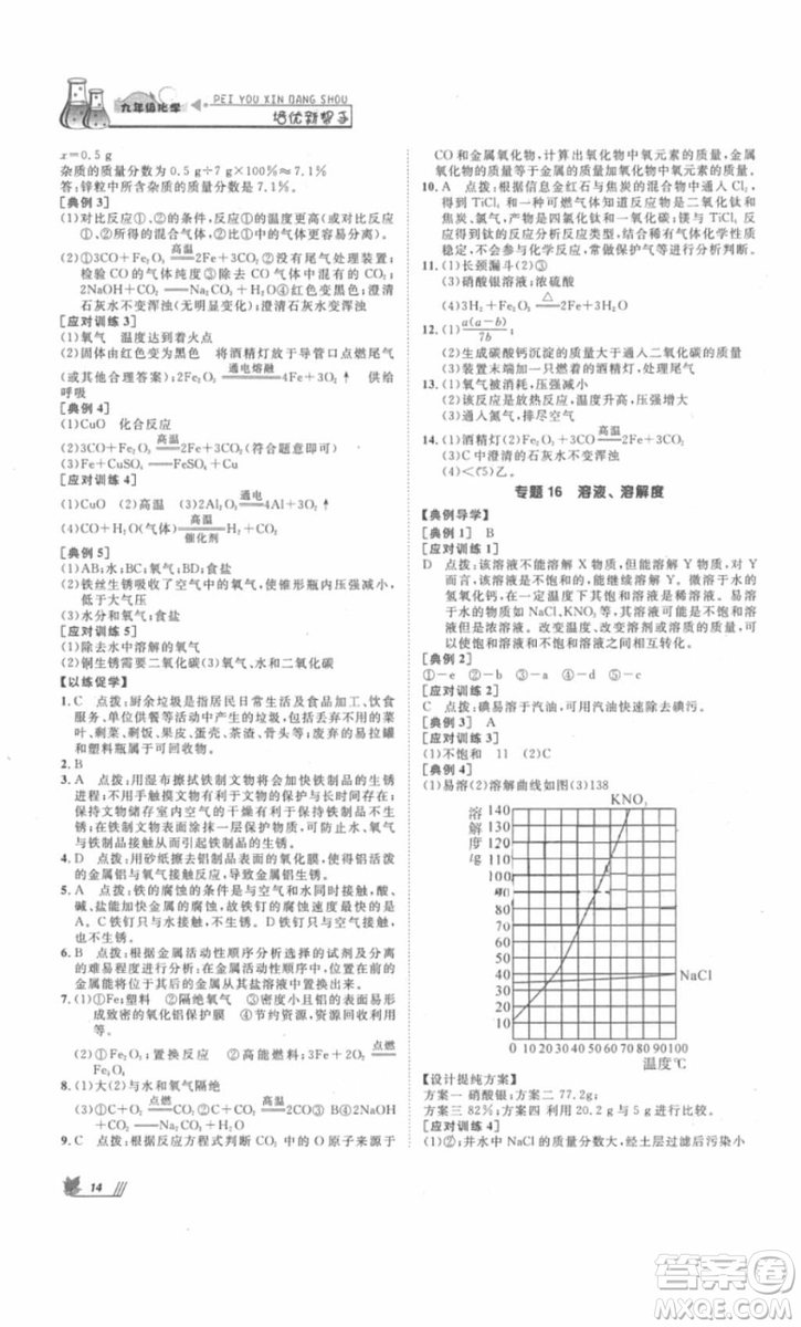 2018年崇文教育培優(yōu)新幫手初中化學9年級參考答案