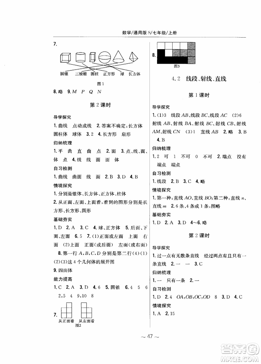 2018年新編基礎訓練七年級上冊數(shù)學通用版S參考答案