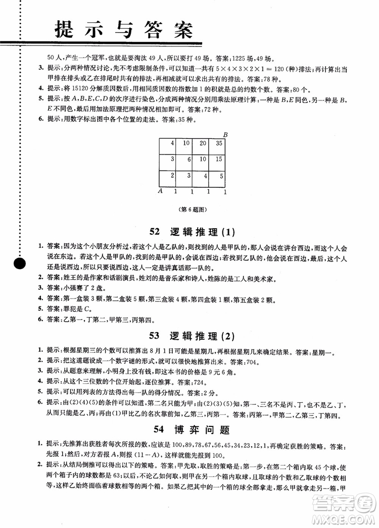 2018小學(xué)數(shù)學(xué)拓展學(xué)案60課6年級第5版參考答案