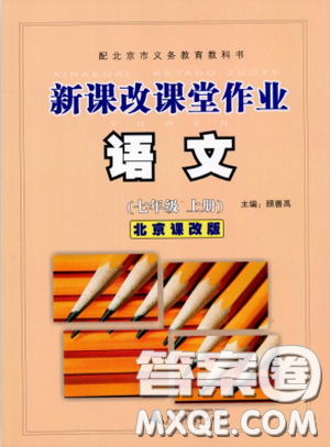 2018版新課改課堂作業(yè)七年級上冊語文北京課改版參考答案