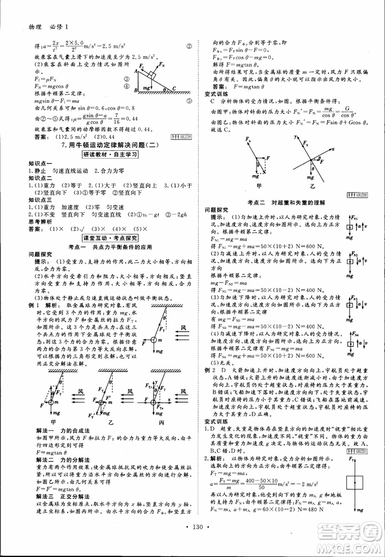 2019高中新課標(biāo)同步導(dǎo)學(xué)金版新學(xué)案高一物理必修1參考答案