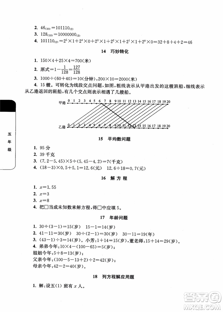 2018年津橋教育數學優(yōu)等生培優(yōu)60課5年級參考答案