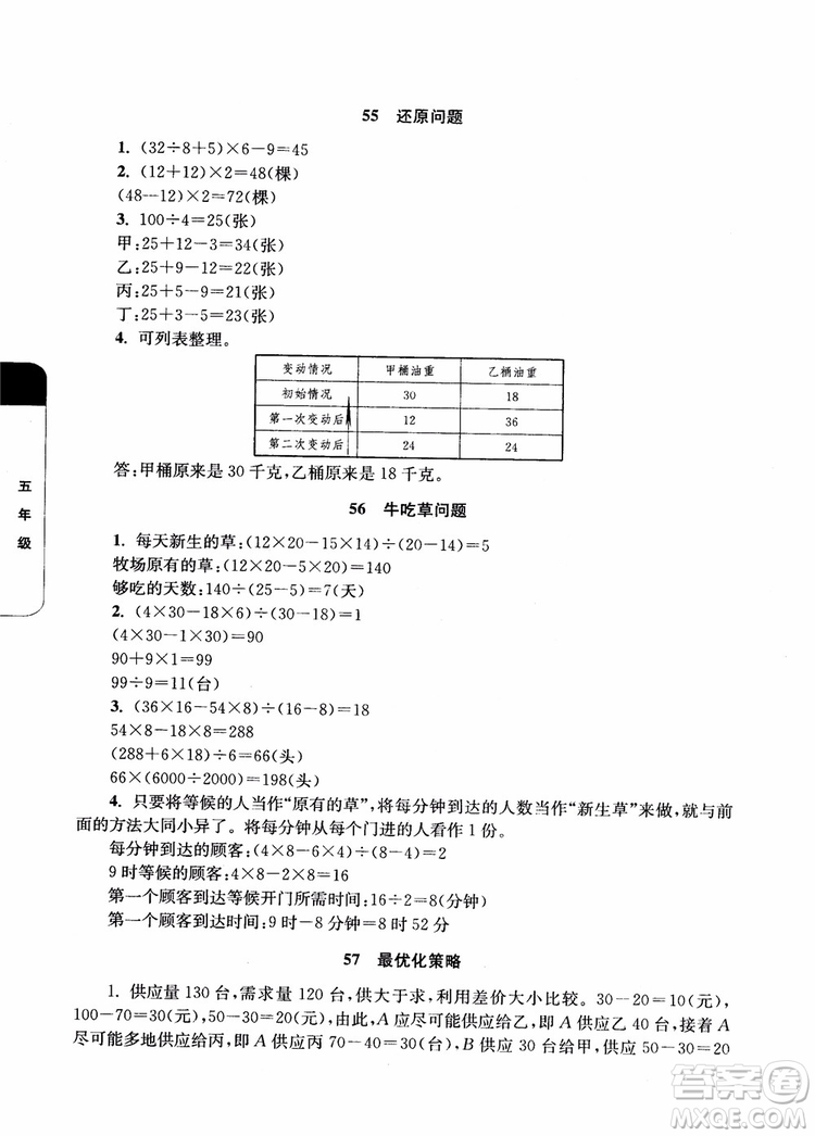 2018年津橋教育數學優(yōu)等生培優(yōu)60課5年級參考答案