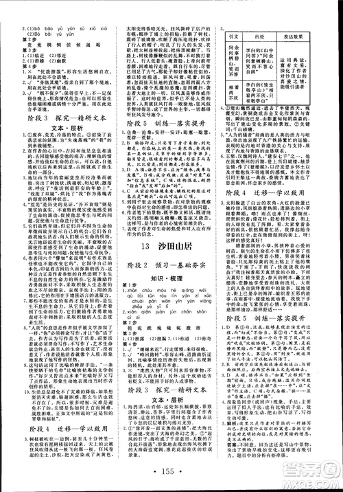 2018版課堂新坐標(biāo)高中同步導(dǎo)學(xué)案語文必修1粵教版參考答案