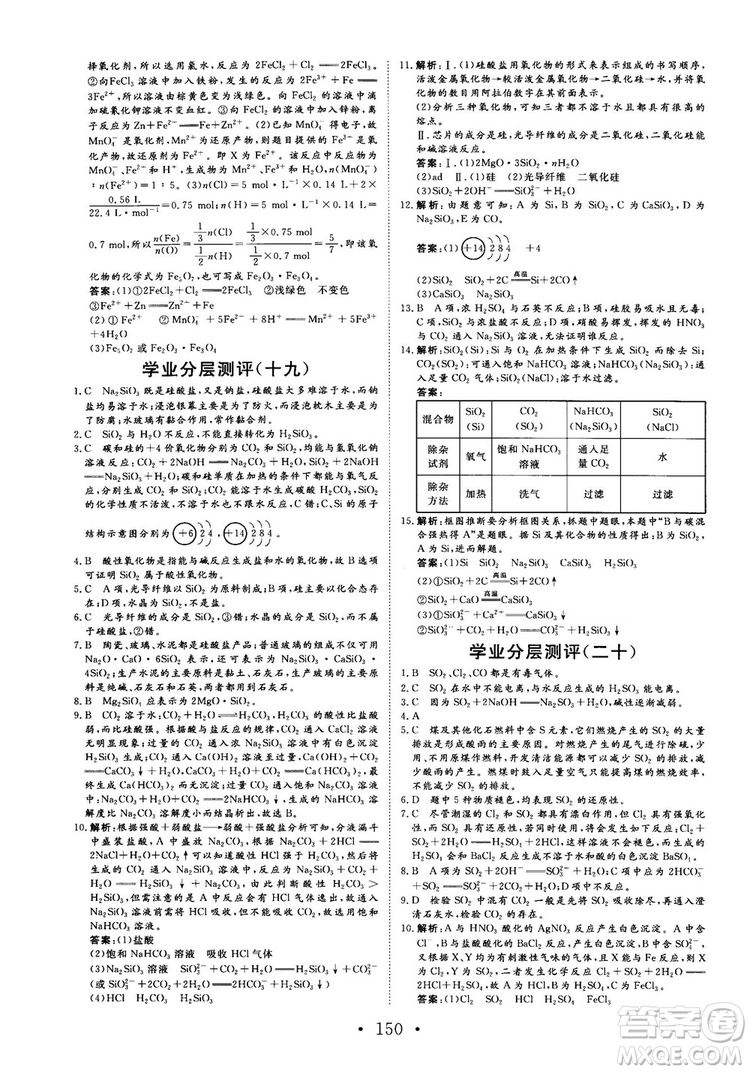 2018秋版課堂新坐標(biāo)高中同步導(dǎo)學(xué)案化學(xué)必修1蘇教版答案