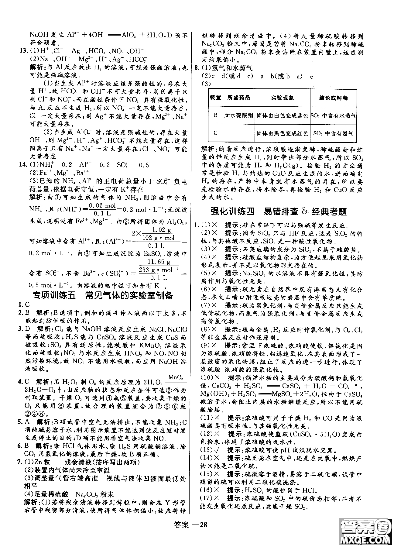 2018全新修訂高中同步測控優(yōu)化訓(xùn)練人教版化學(xué)必修1參考答案