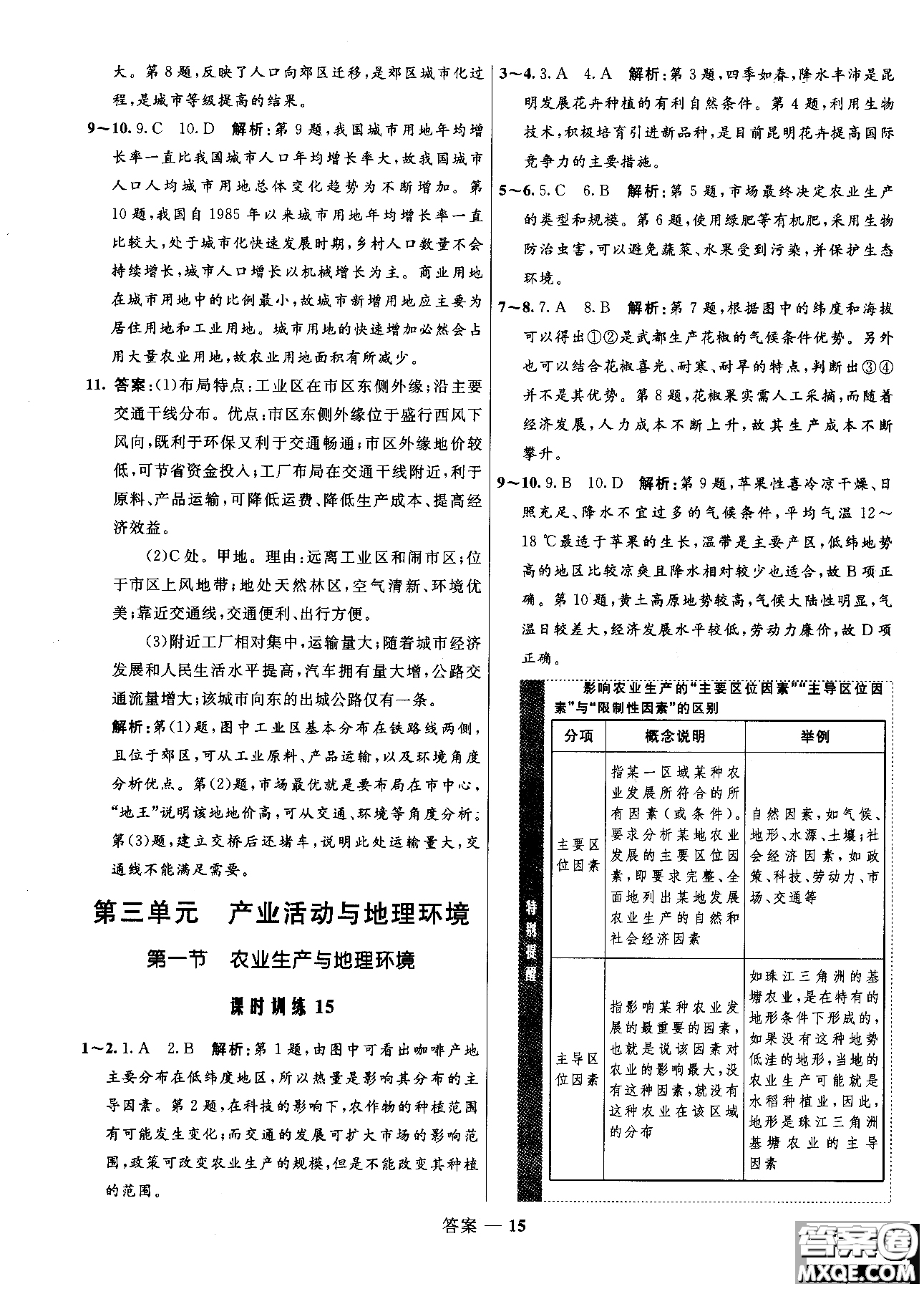 2018年志鴻優(yōu)化高中同步測控優(yōu)化訓(xùn)練地理必修2魯教版參考答案