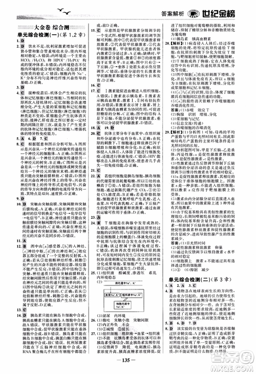 世紀金榜人教版必修3生物課時單元金銀卷2018版參考答案