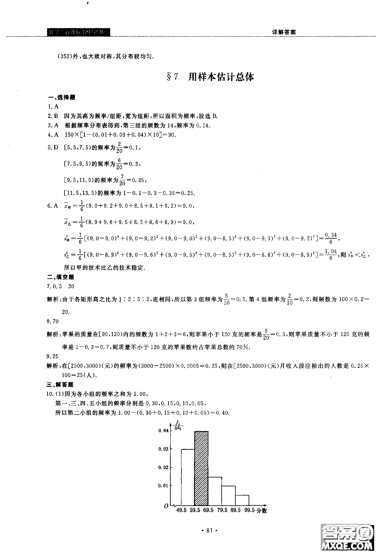 2018版試吧大考卷北師大版數(shù)學必修三45分鐘課時作業(yè)測試卷參考答案