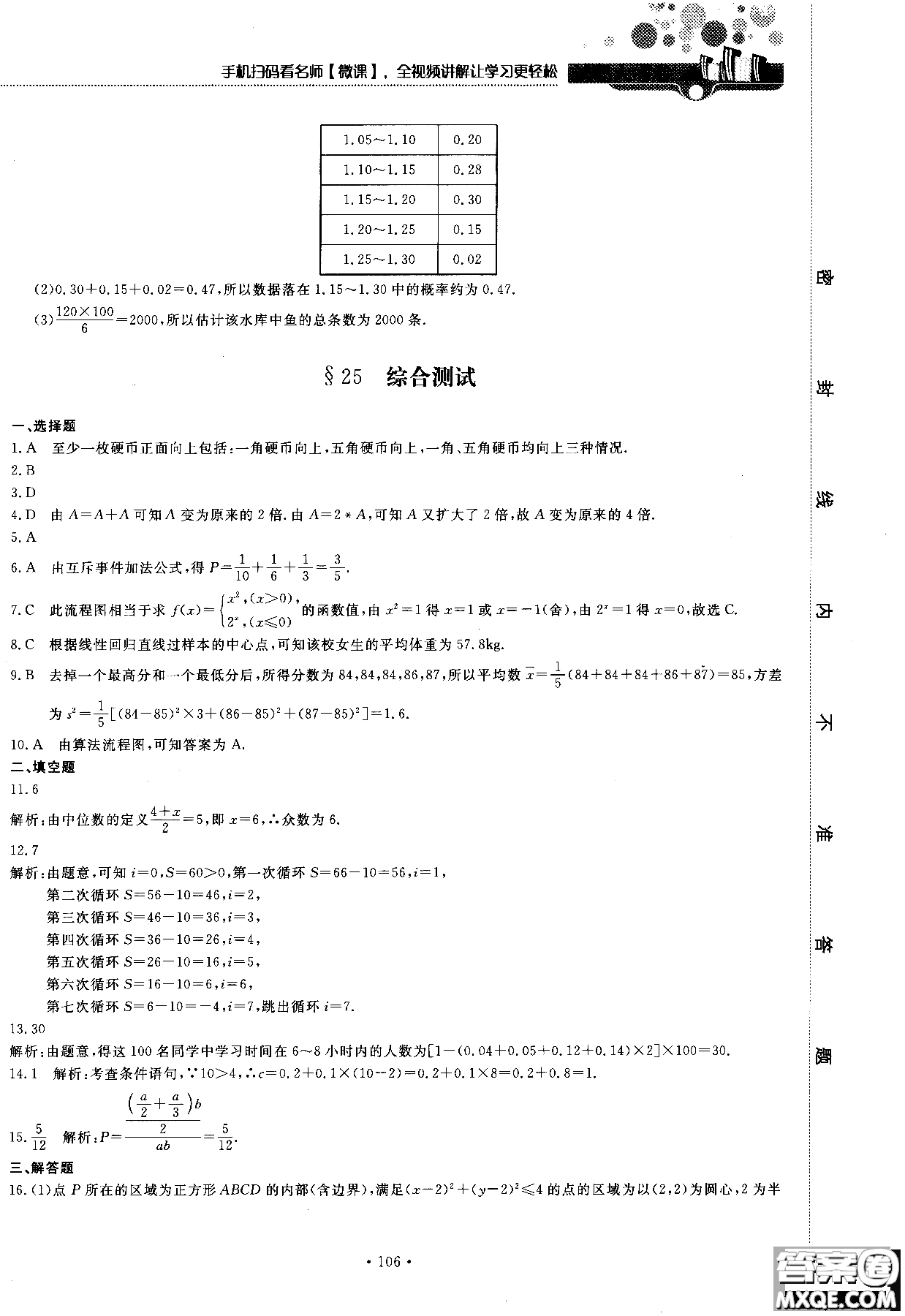 2018版試吧大考卷北師大版數(shù)學必修三45分鐘課時作業(yè)測試卷參考答案