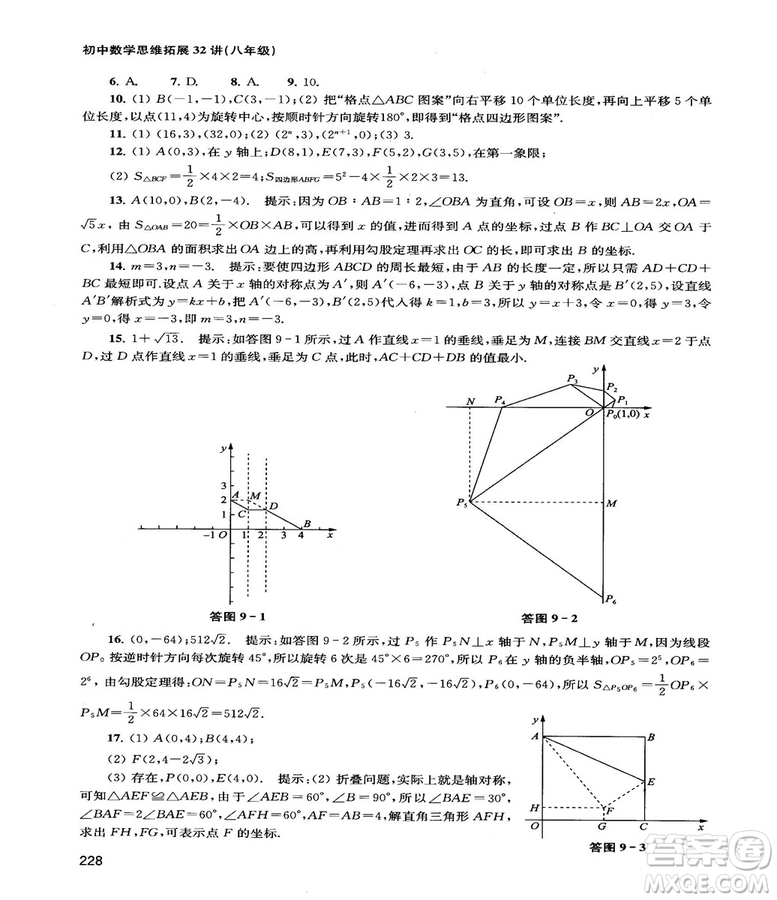 2018給力數(shù)學(xué)初中數(shù)學(xué)思維拓展32講八年級(jí)參考答案