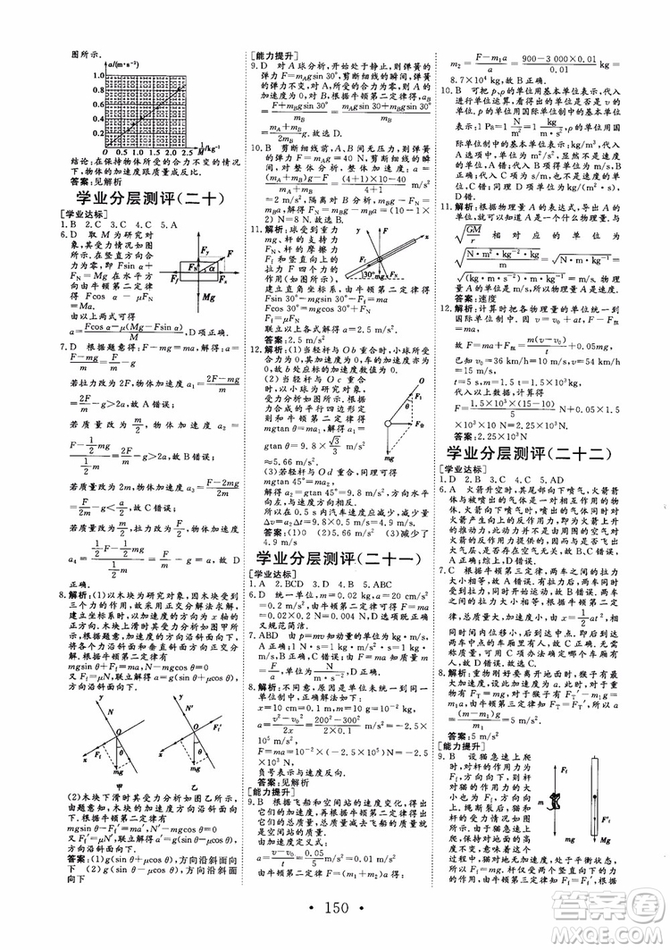 2018版非常學(xué)案物理必修1人教版參考答案