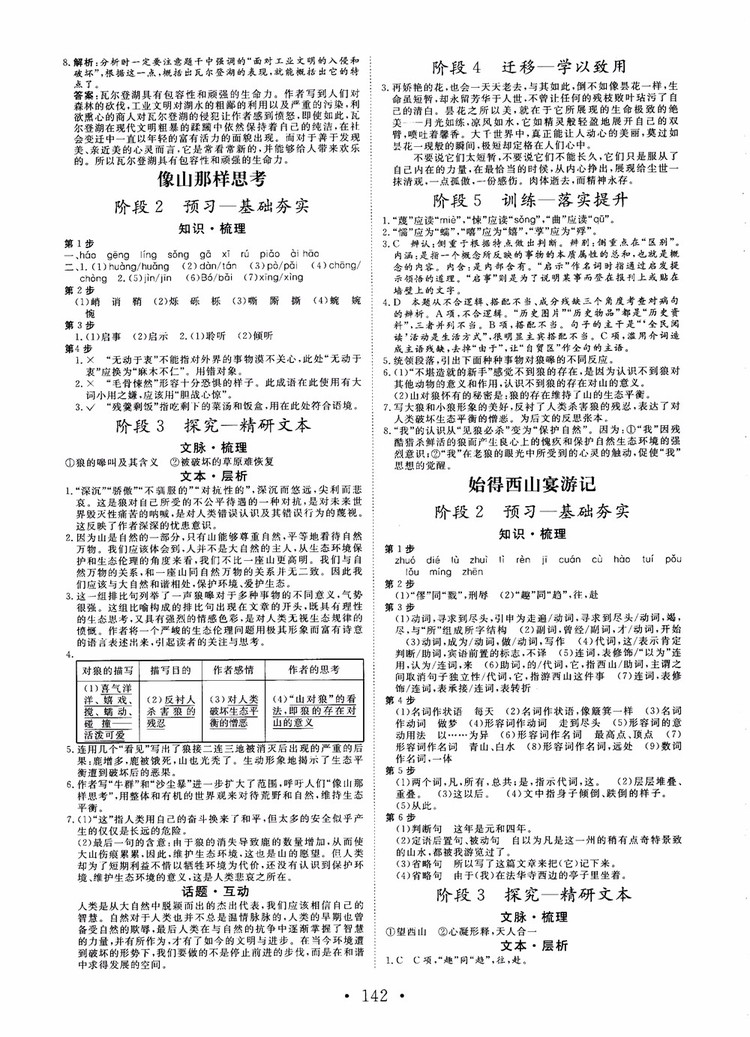 2018年高中新課程同步核心輔導(dǎo)非常學(xué)案語文必修1蘇教版參考答案