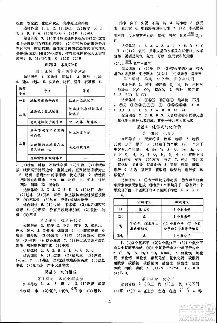 2018年自主與互動學習新課程學習輔導化學九年級上冊人教版RJ參考答案