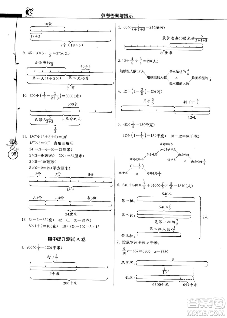 春雨教育2018秋小學(xué)數(shù)學(xué)應(yīng)用題解題高手六年級上冊RMJY人教版參考答案