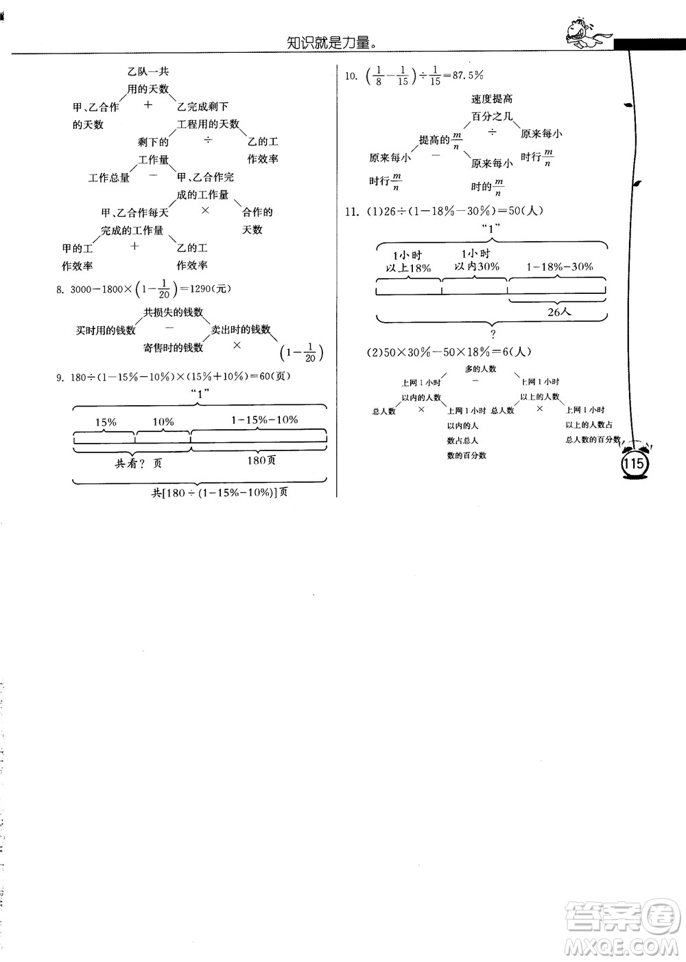 春雨教育2018秋小學(xué)數(shù)學(xué)應(yīng)用題解題高手六年級上冊RMJY人教版參考答案