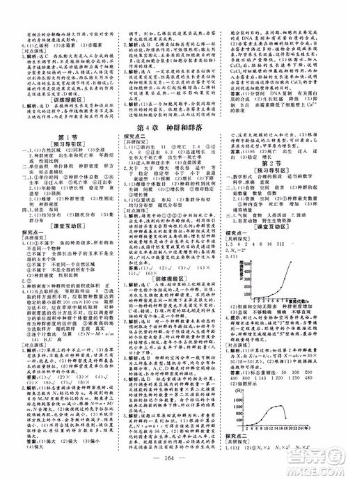 學(xué)案導(dǎo)學(xué)2018高中同步高效課堂生物必修3參考答案