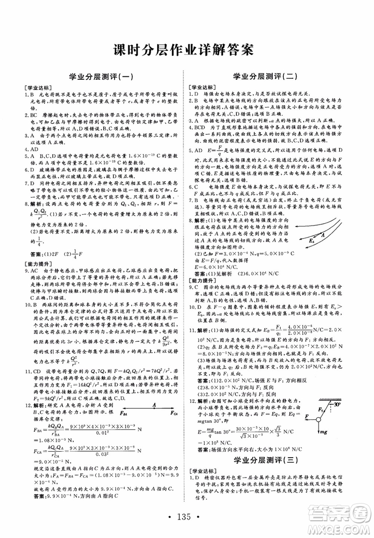 課堂新坐標(biāo)2018高中同步導(dǎo)學(xué)案物理選修1-1人教版參考答案