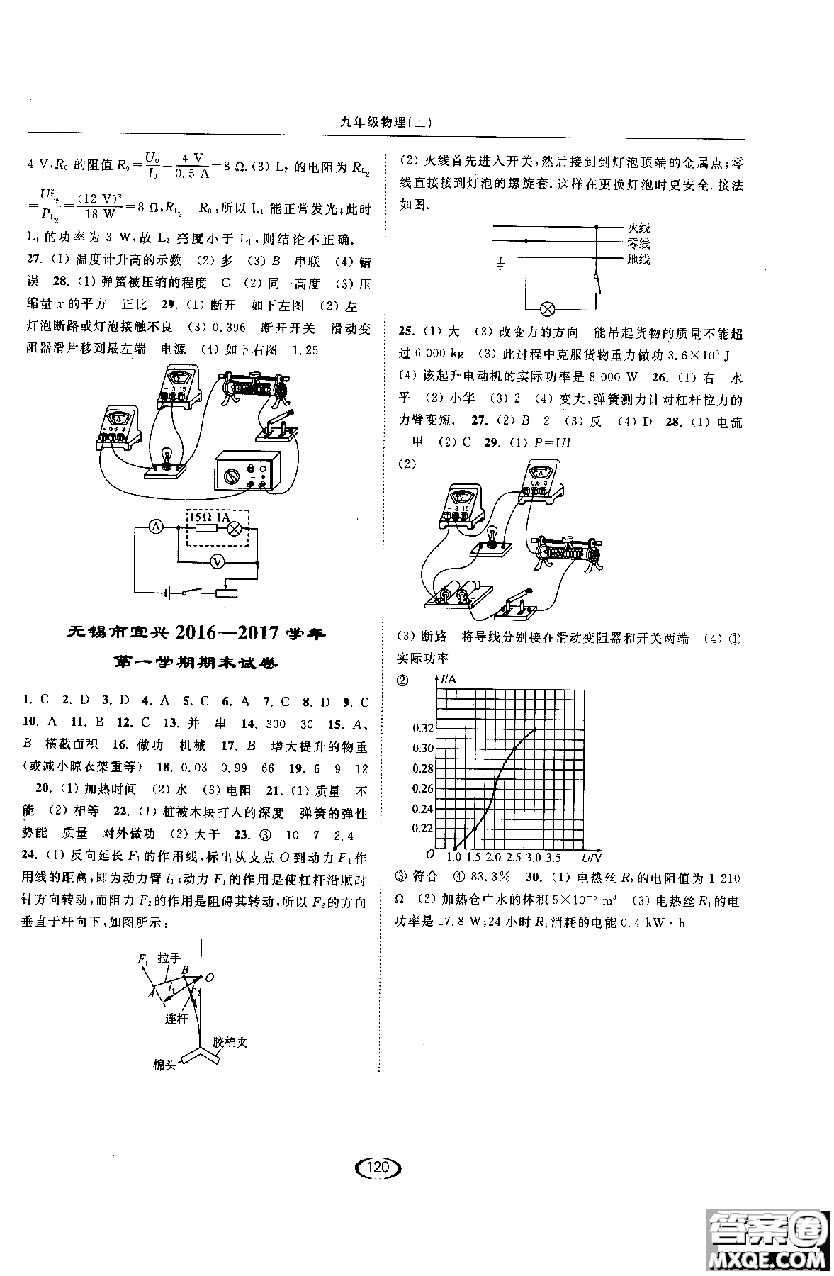 2019版亮點給力提優(yōu)課時作業(yè)本江蘇版九年級物理上冊參考答案