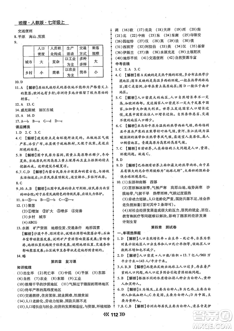 2018版學升同步練測地理人教版7年級上冊參考答案