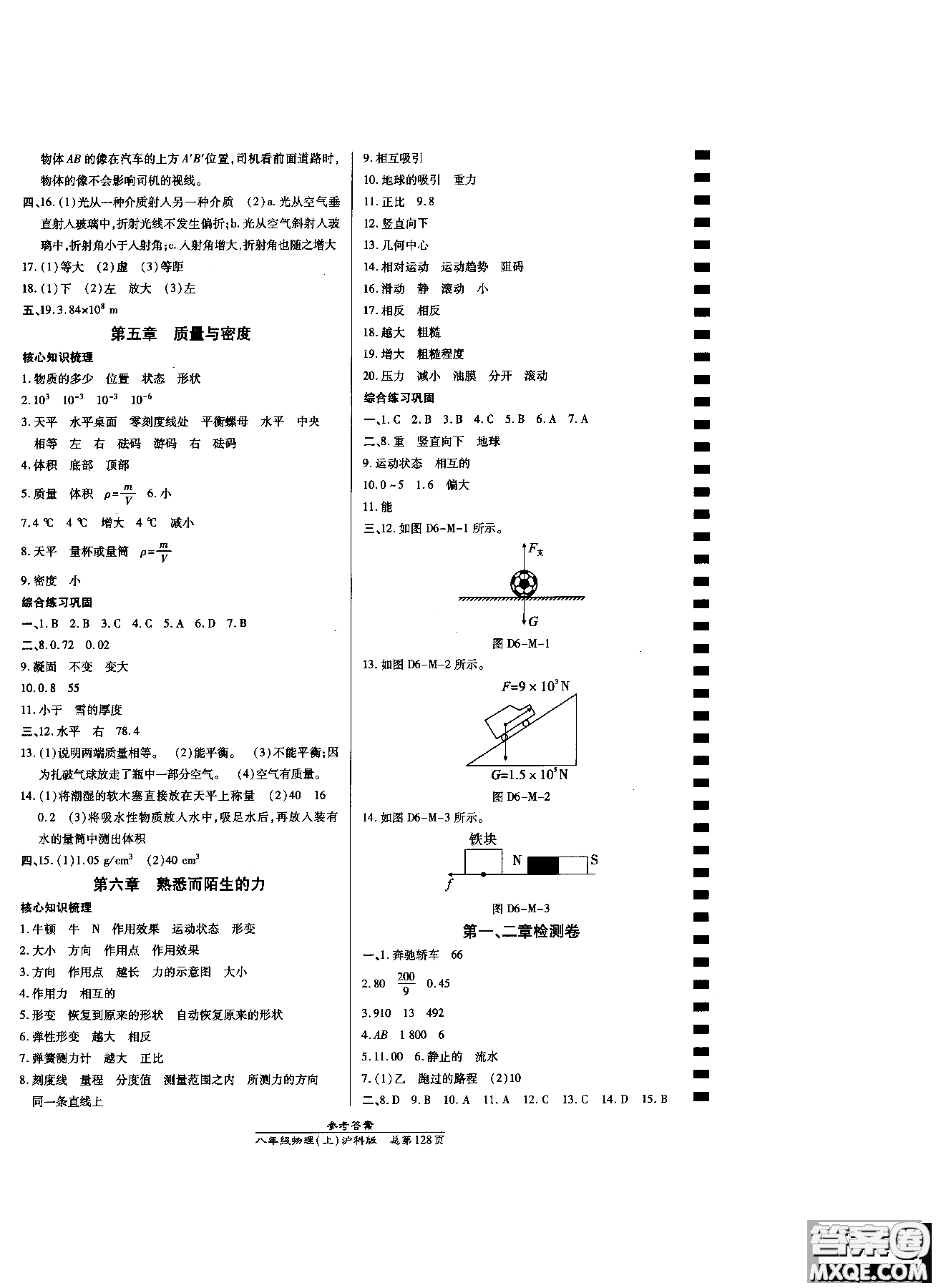 2018秋萬向思維高效課時通八年級上物理滬科版參考答案