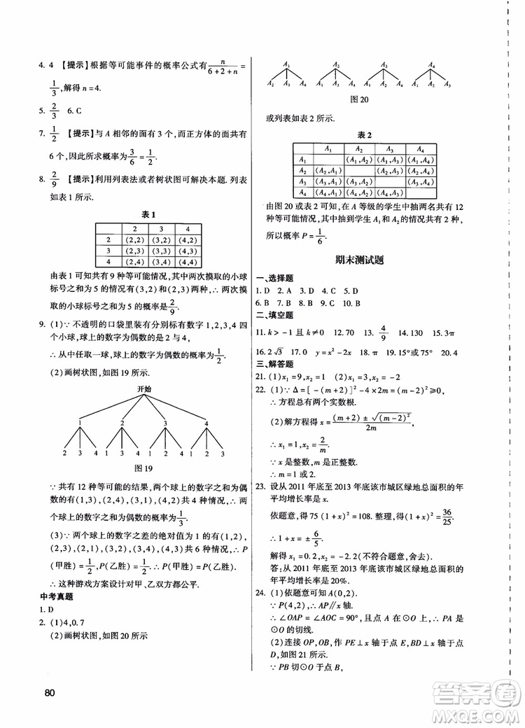 學(xué)而思培優(yōu)2018夯實(shí)基礎(chǔ)初三數(shù)學(xué)跟蹤練習(xí)上冊(cè)參考答案