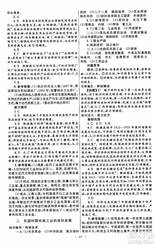 2018年高中同步測控優(yōu)化設(shè)計歷史必修2參考答案