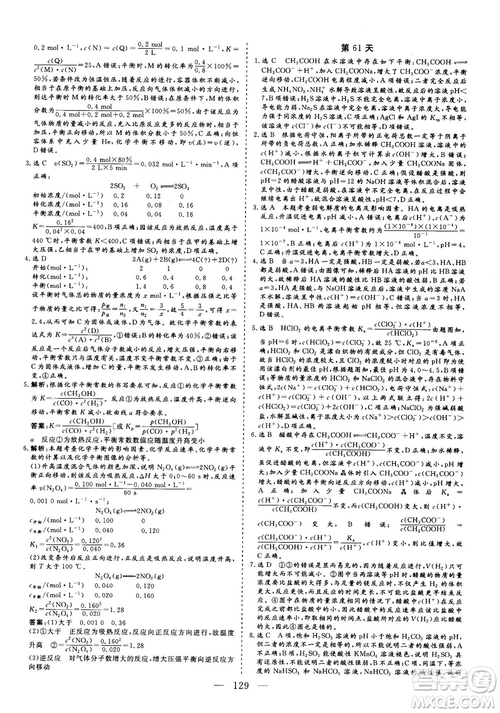 2018年新版三維設(shè)計(jì)巧練100天沖刺985高三化學(xué)參考答案