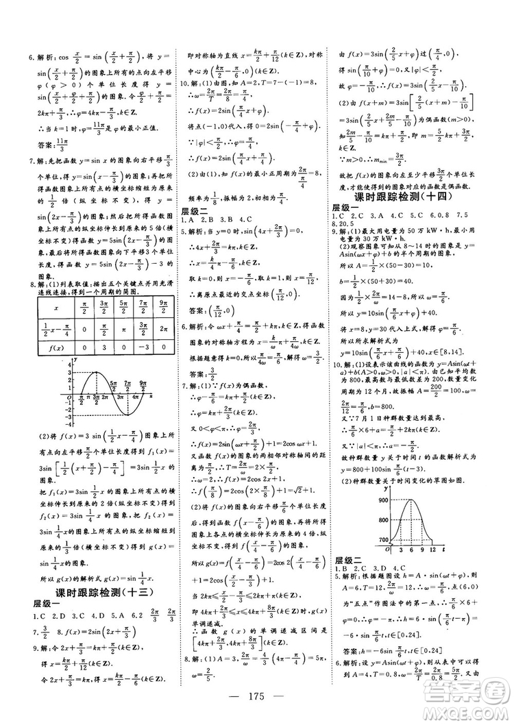 2018-2019三維設(shè)計(jì)數(shù)學(xué)必修4人教A版參考答案