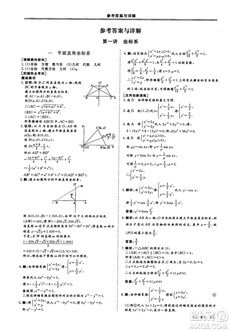 2018-2019版三維設(shè)計數(shù)學(xué)選修4-4人教A版參考答案