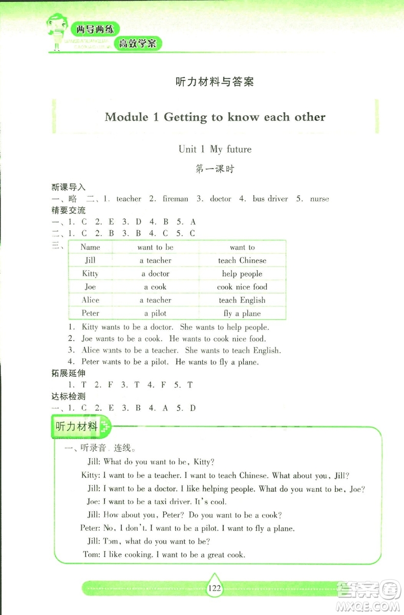 2018版上教版新課標(biāo)兩導(dǎo)兩練高效學(xué)案英語(yǔ)五年級(jí)上答案