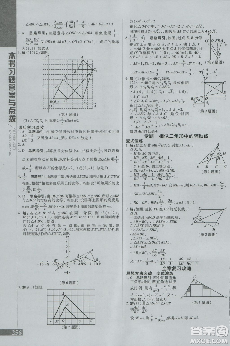 2019版倍速學(xué)習(xí)法九年級(jí)數(shù)學(xué)上冊(cè)北師大版直通中考參考答案