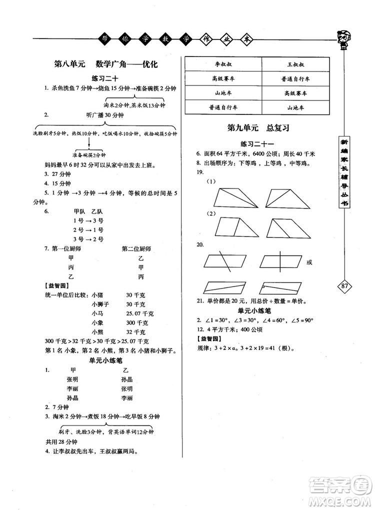 幫你學(xué)數(shù)學(xué)作業(yè)本2018年小學(xué)4年級上R配合國家新課程答案