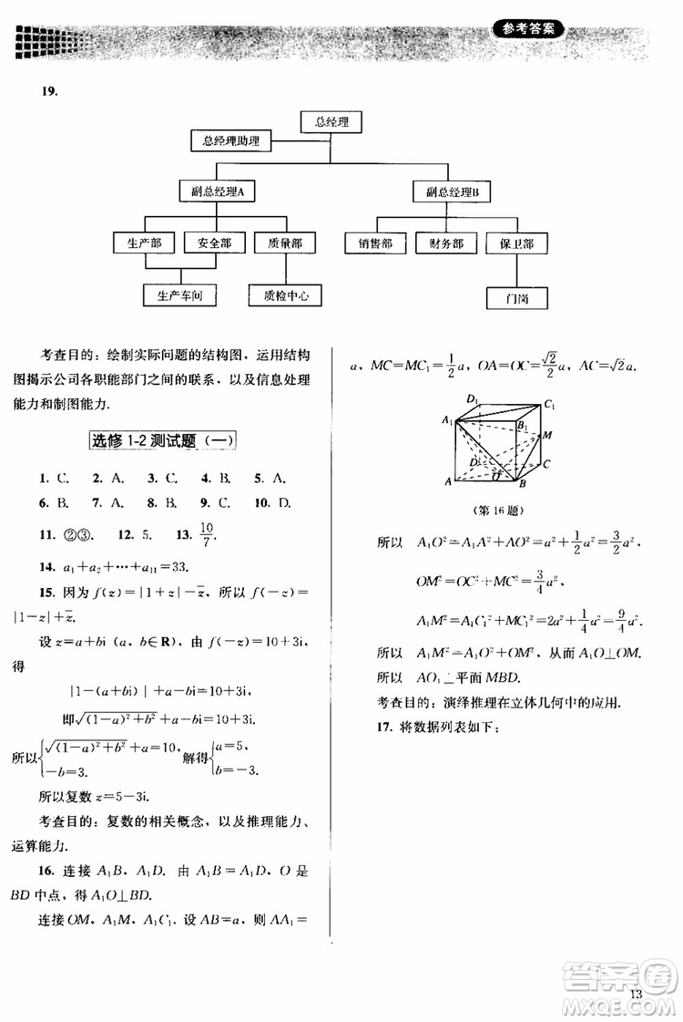 2018人教版高中金學(xué)典同步練習(xí)冊(cè)同步解析與測(cè)評(píng)數(shù)學(xué)A版選修1-2參考答案