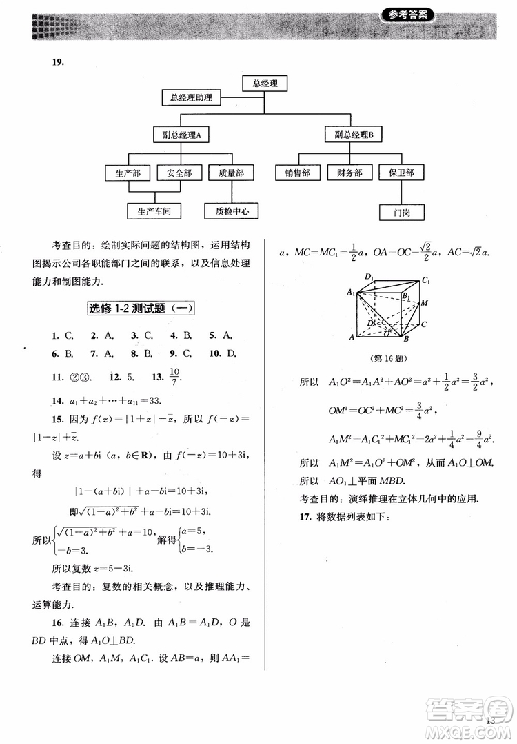 勝券在握2018同步解析與測評數(shù)學(xué)選修1-2A版參考答案