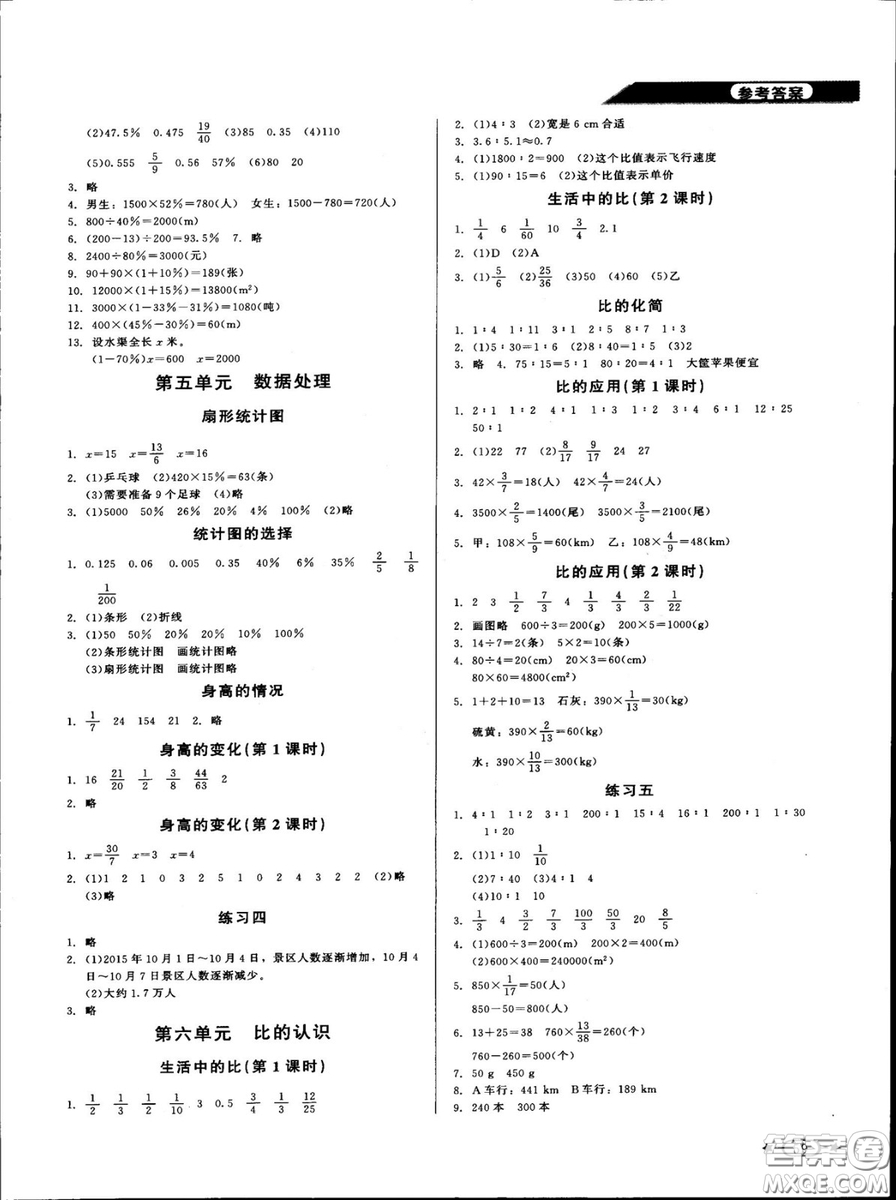 新課標(biāo)同步單元練習(xí)2018年數(shù)學(xué)六年級上冊北師大版答案