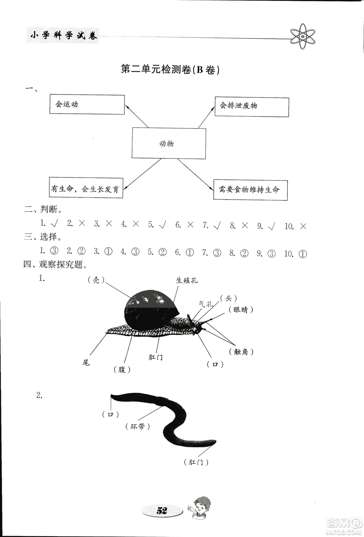 2018秋教科版金鑰匙小學(xué)科學(xué)試卷三年級(jí)上冊參考答案