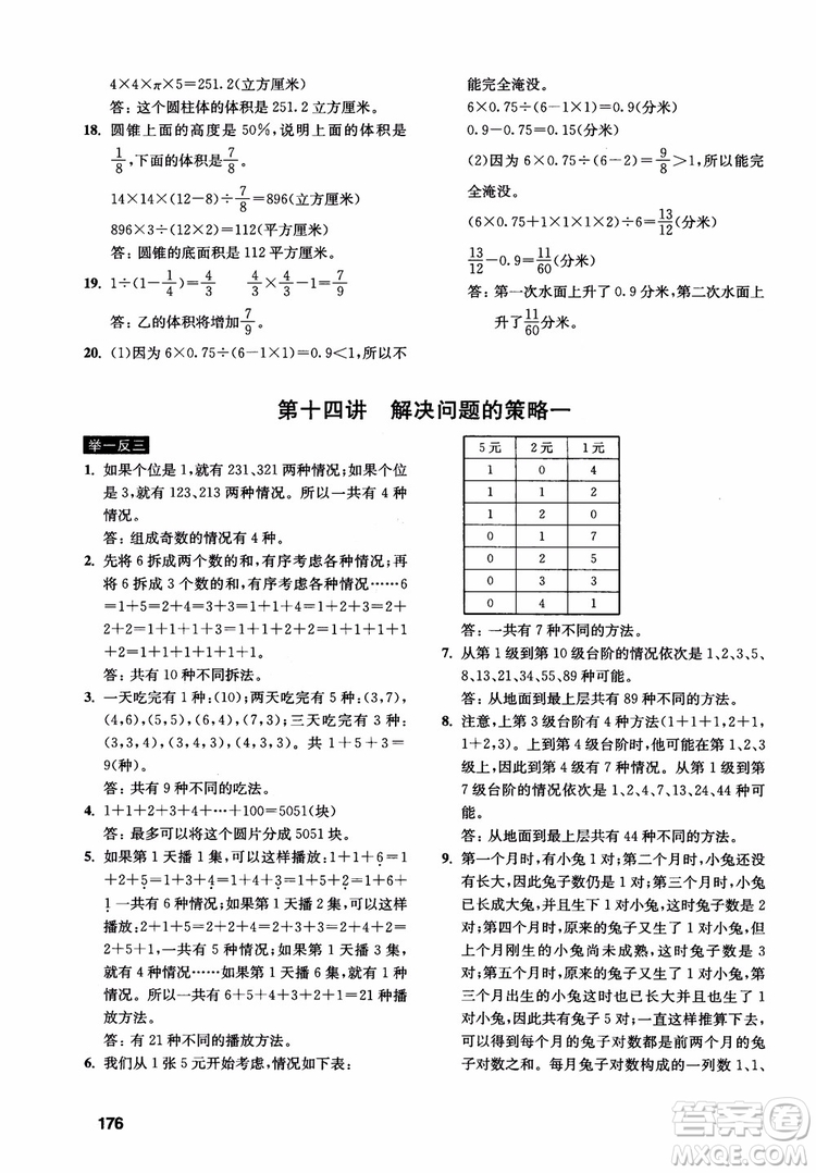 2018年數(shù)學(xué)創(chuàng)新思維訓(xùn)練六年級(jí)參考答案