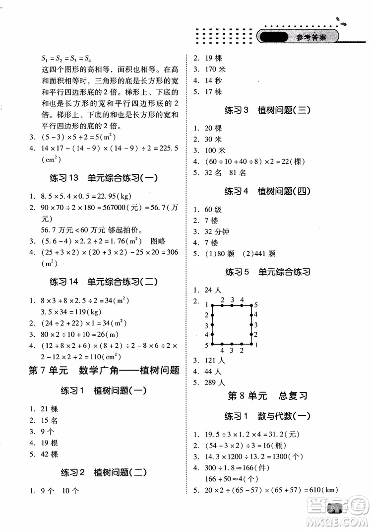 2018年木頭馬應(yīng)用題小狀元小學(xué)數(shù)學(xué)應(yīng)用題通關(guān)訓(xùn)練五年級(jí)上冊(cè)參考答案