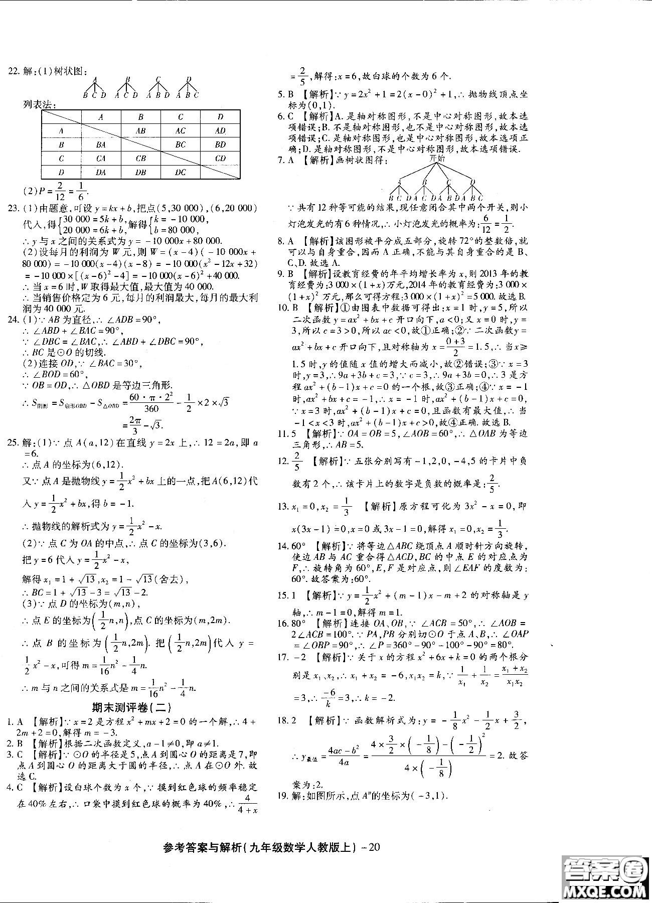 2018年全新版練考通全優(yōu)卷數(shù)學(xué)R人教版九年級(jí)上冊(cè)答案