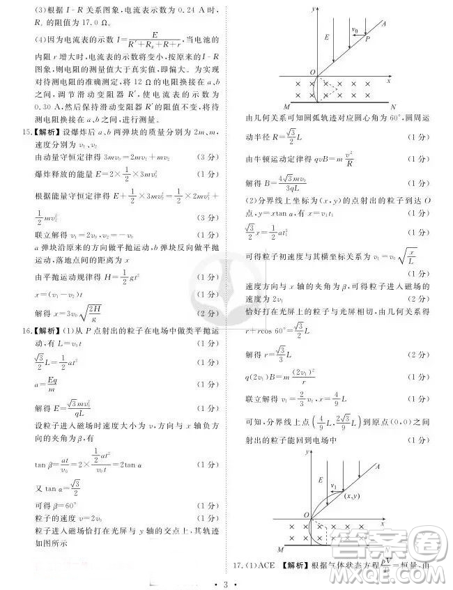 2019衡水高三大聯(lián)考理科綜合參考答案