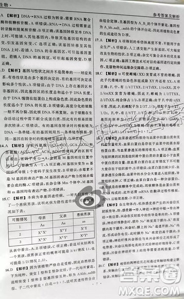 衡水中學(xué)2019屆全國(guó)高三第一次摸底聯(lián)考生物參考答案